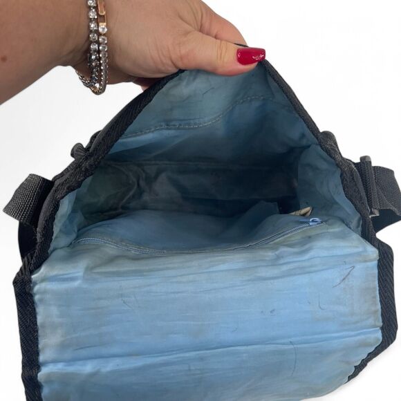 VTG 90s Y2K Mudd Black Messenger Bag Crossbody Canvas Pockets School Goth Defect - Picture 7 of 14